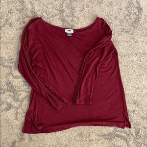 Long Sleeve Crochet Detail Top